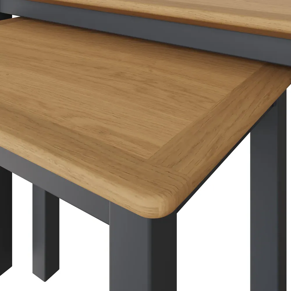 Taberno Nest of Tables Set of 2 - Blue, Oak