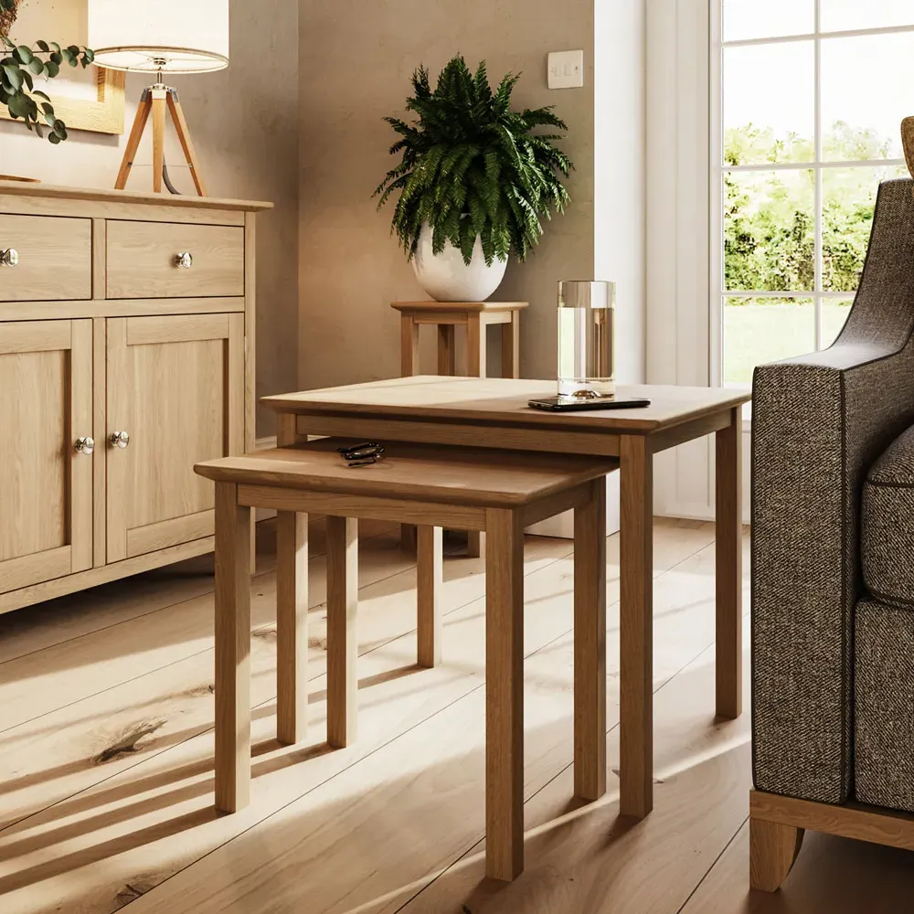 Taberno Nest of Tables Set of 2 - Brown, Oak