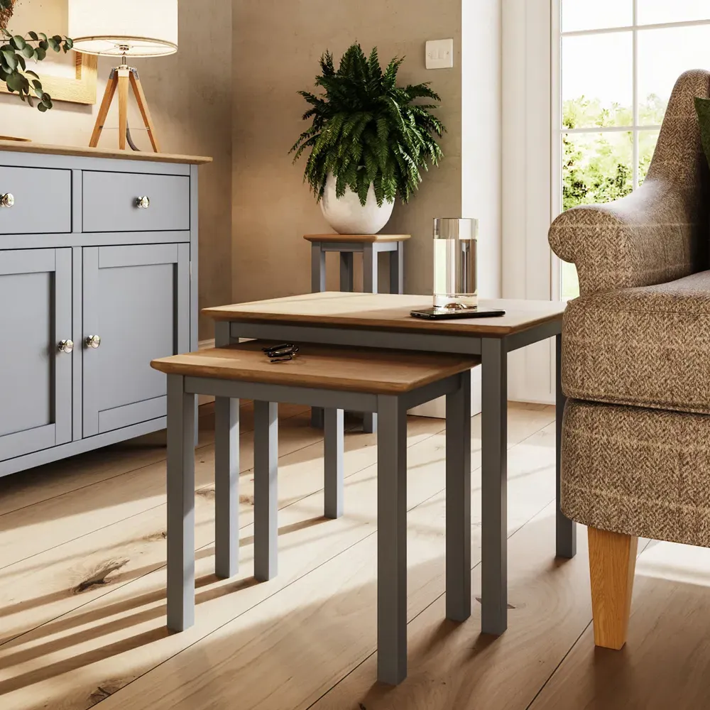 Taberno Nest of Tables Set of 2 - Grey, Oak