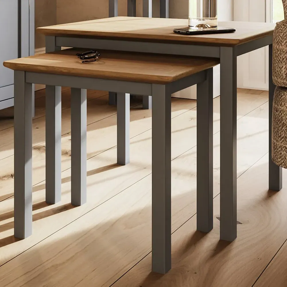 Taberno Nest of Tables Set of 2 - Grey, Oak