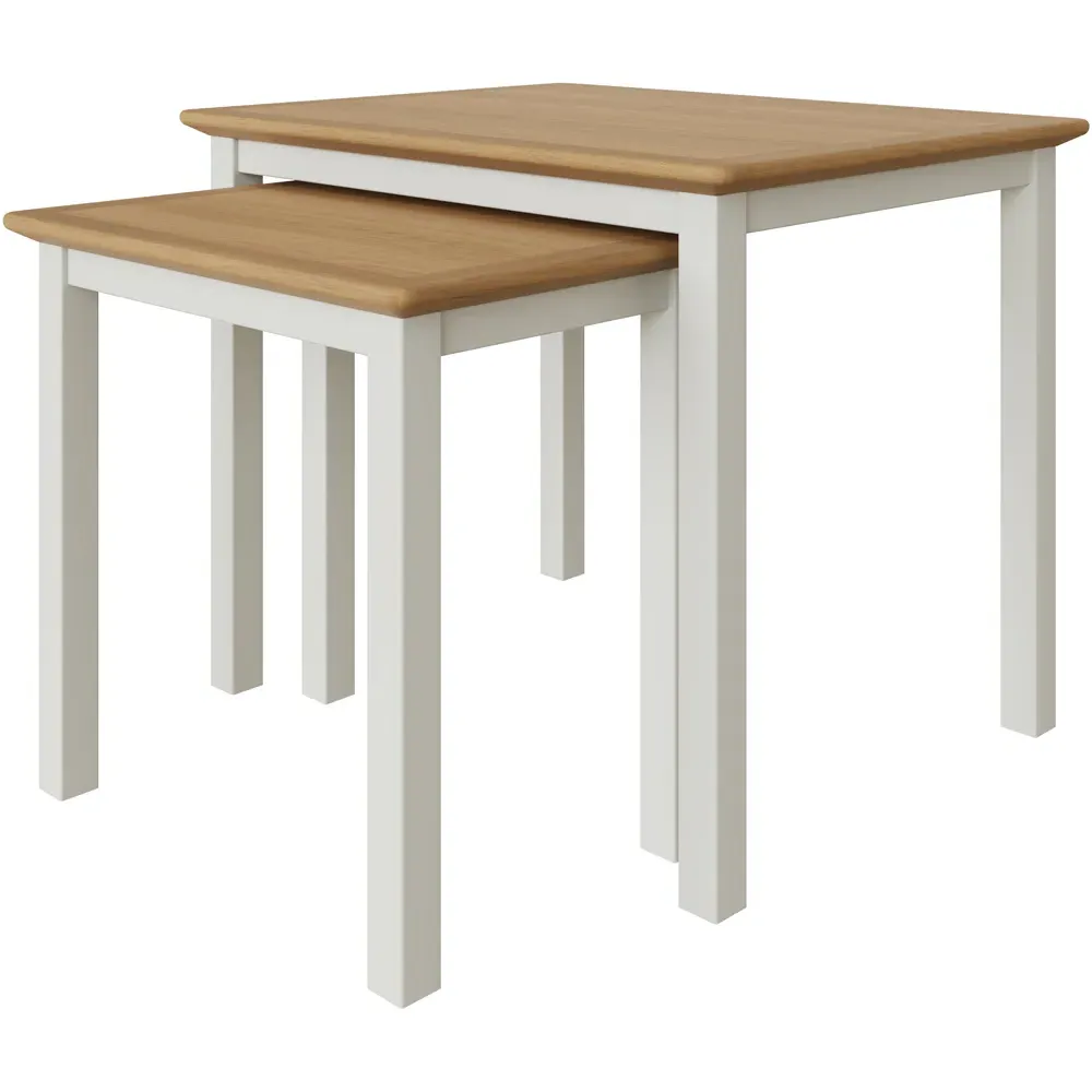 Taberno Nest of Tables Set of 2 - White, Oak