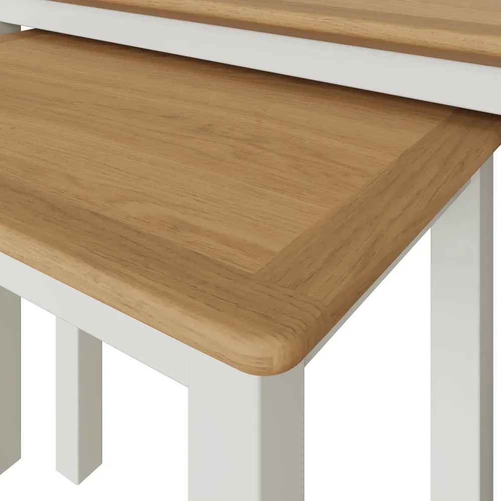 Taberno Nest of Tables Set of 2 - White, Oak