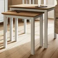 Taberno Nest of Tables Set of 2 - White, Oak