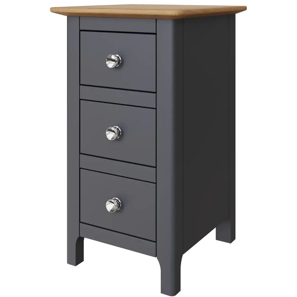Taberno Slim 3 Drawer Bedside Table - Blue, Oak