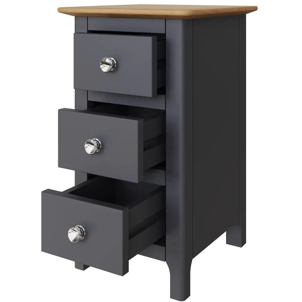 Taberno Slim 3 Drawer Bedside Table - Blue, Oak
