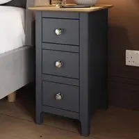 Taberno Slim 3 Drawer Bedside Table - Blue, Oak