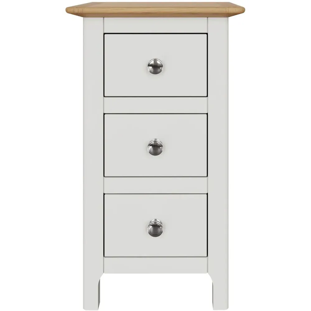 Taberno Slim 3 Drawer Bedside Table - White, Oak