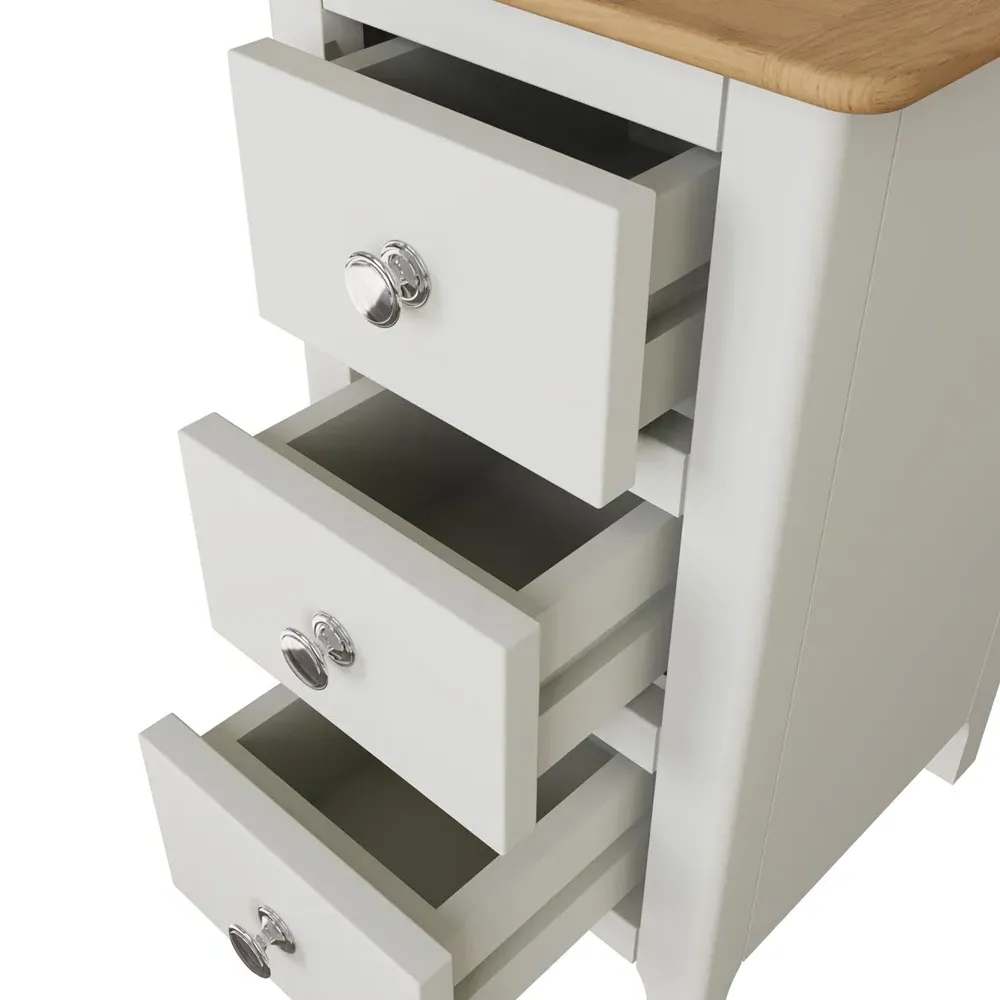 Taberno Slim 3 Drawer Bedside Table - White, Oak