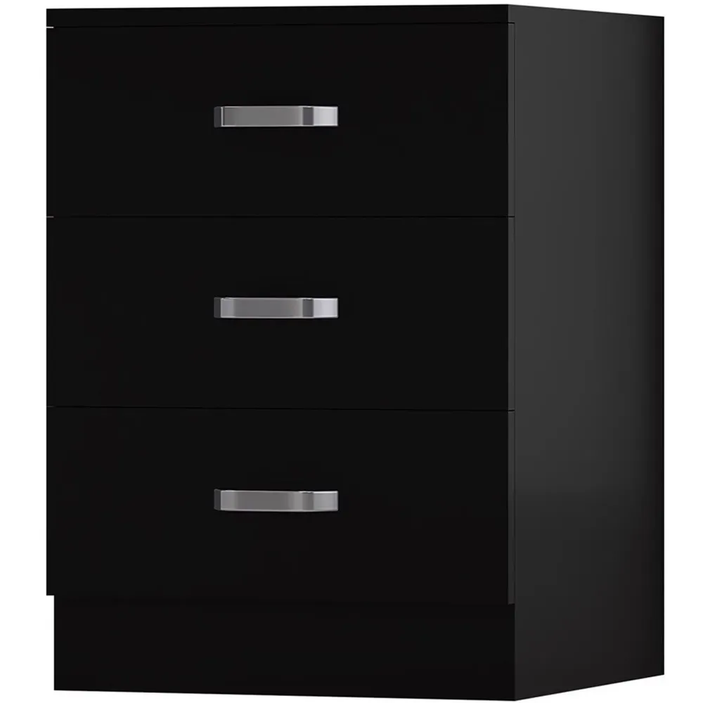 Tunis 3 Drawer Chest of Drawers - Black