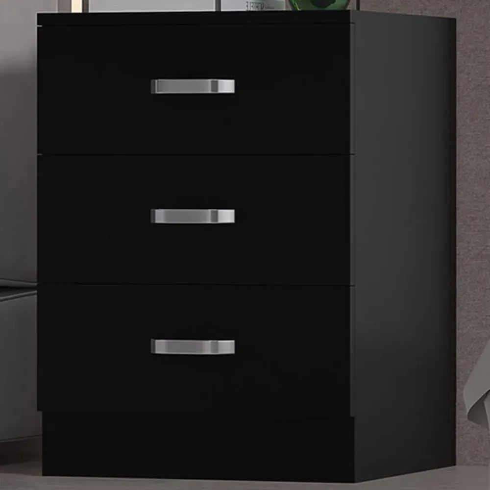 Tunis 3 Drawer Chest of Drawers - Black