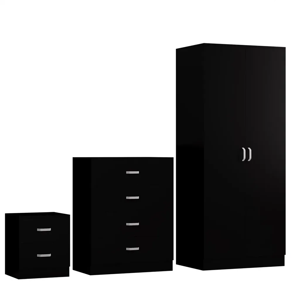Tunis 3 Piece Bedroom Furniture Set - Black