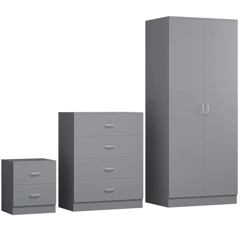 Tunis 3 Piece Bedroom Furniture Set - Grey