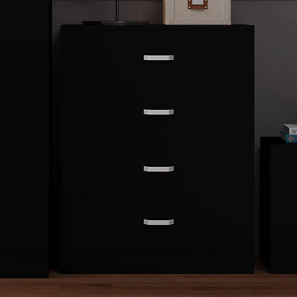 Tunis 4 Drawer Chest of Drawers - Black