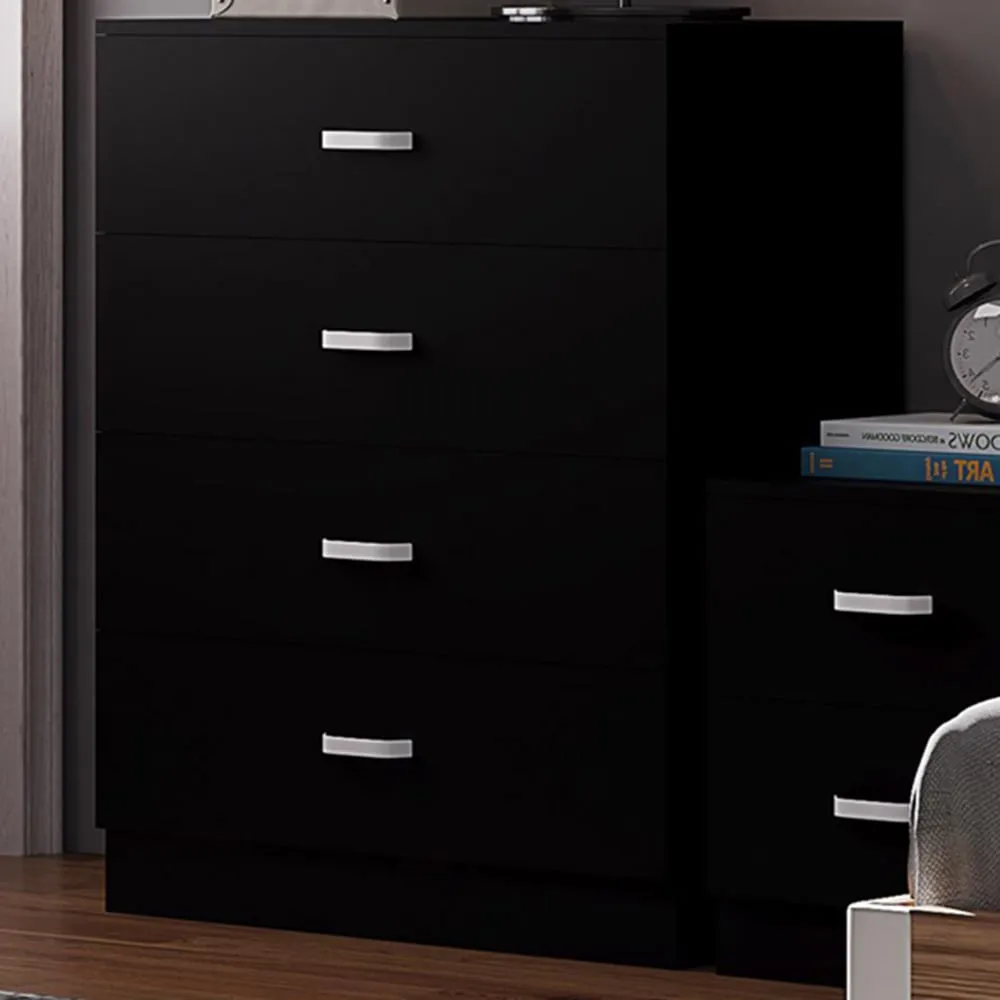 Tunis 4 Drawer Chest of Drawers - Black