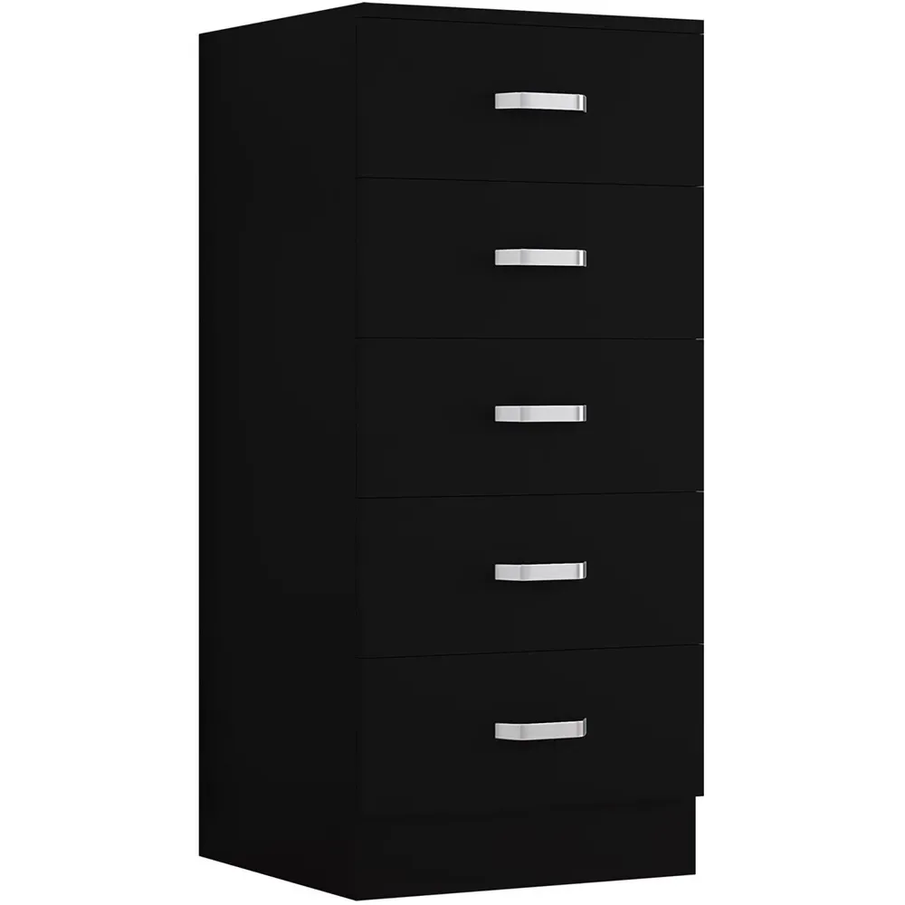 Tunis 5 Drawer Slim Chest - Black