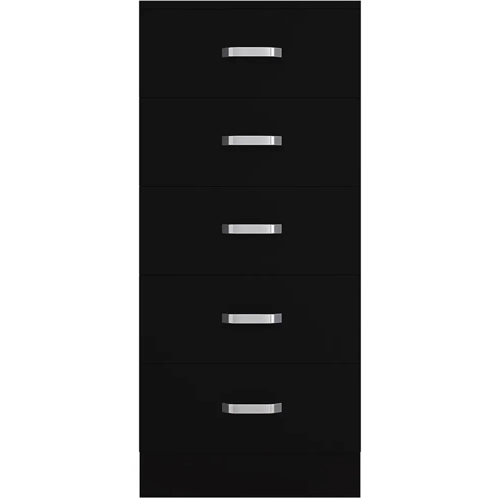 Tunis 5 Drawer Slim Chest - Black