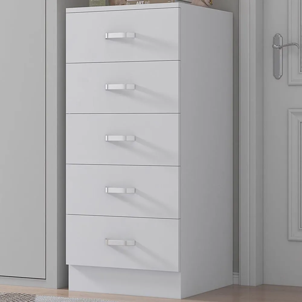 Tunis 5 Drawer Slim Chest - White