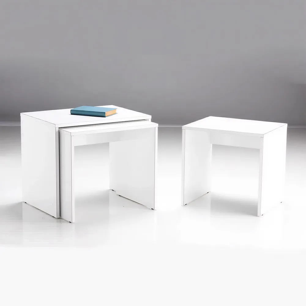 White Scratch Resistant Nest of Tables Set of 3 - White