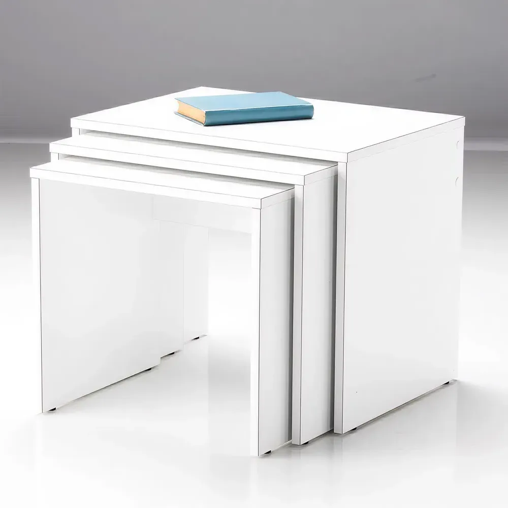 White Scratch Resistant Nest of Tables Set of 3 - White