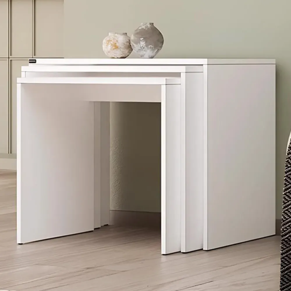 White Scratch Resistant Nest of Tables Set of 3 - White