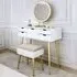 5 Drawer Dressing Table Set with LED Mirror - White, Gold
