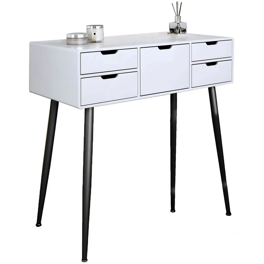 CARME Home Double Deck Dressing Table with 5 Drawers - White
