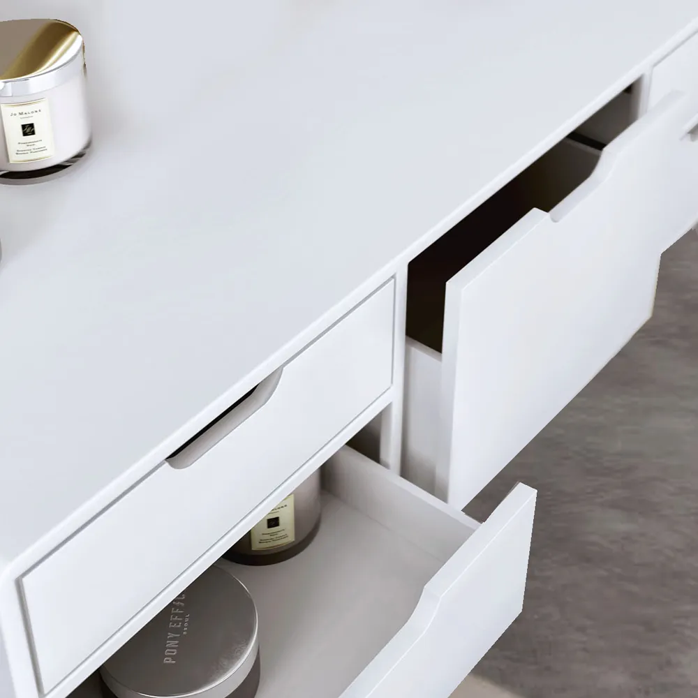 CARME Home Double Deck Dressing Table with 5 Drawers - White