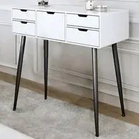 CARME Home Double Deck Dressing Table with 5 Drawers - White