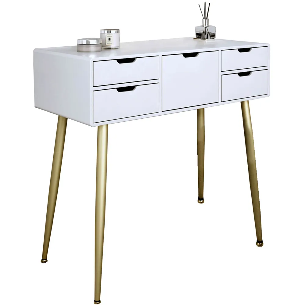 CARME Home Double Deck Dressing Table with 5 Drawers - White
