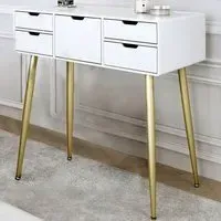 CARME Home Double Deck Dressing Table with 5 Drawers - White