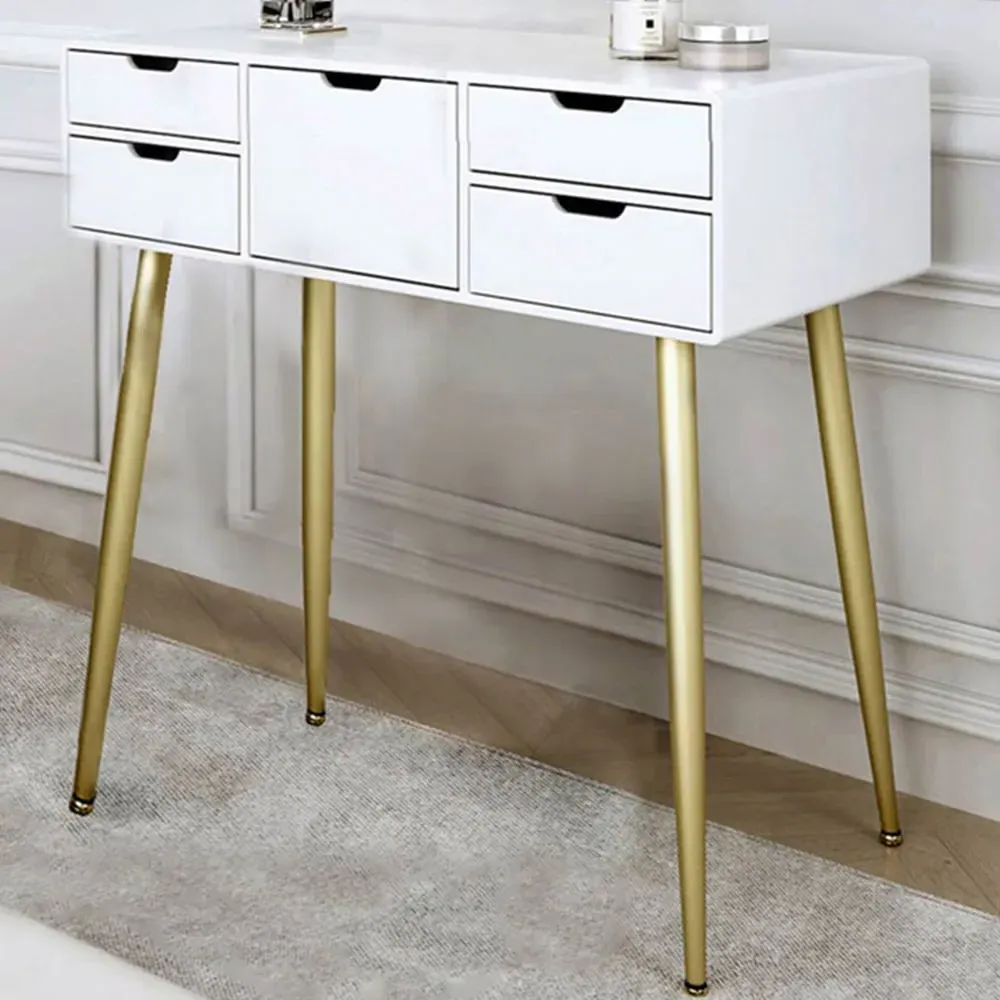 CARME Home Double Deck Dressing Table with 5 Drawers - White