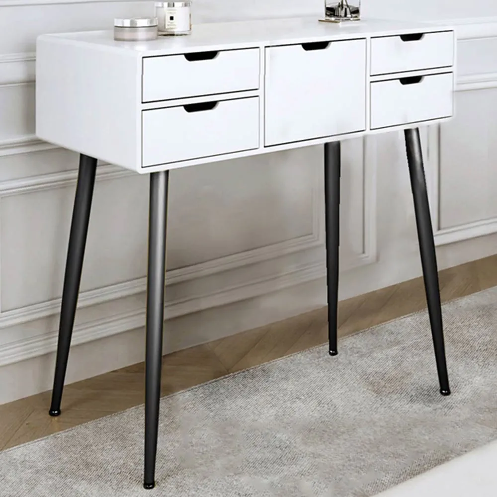 CARME Home Double Deck Dressing Table with 5 Drawers - White image