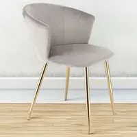 Ella Dining Chair - Brown, Velvet