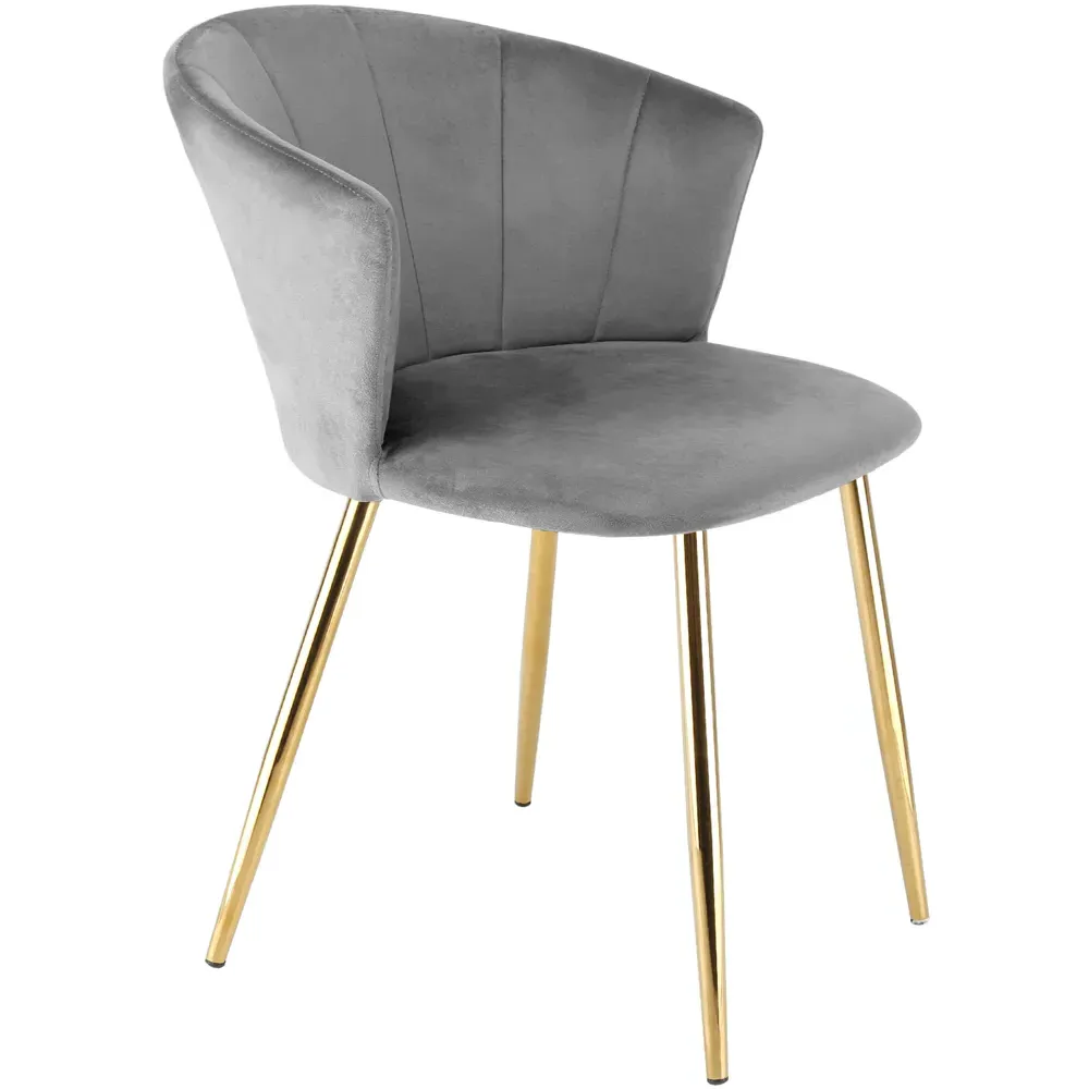 Ella Dining Chair - Grey, Velvet