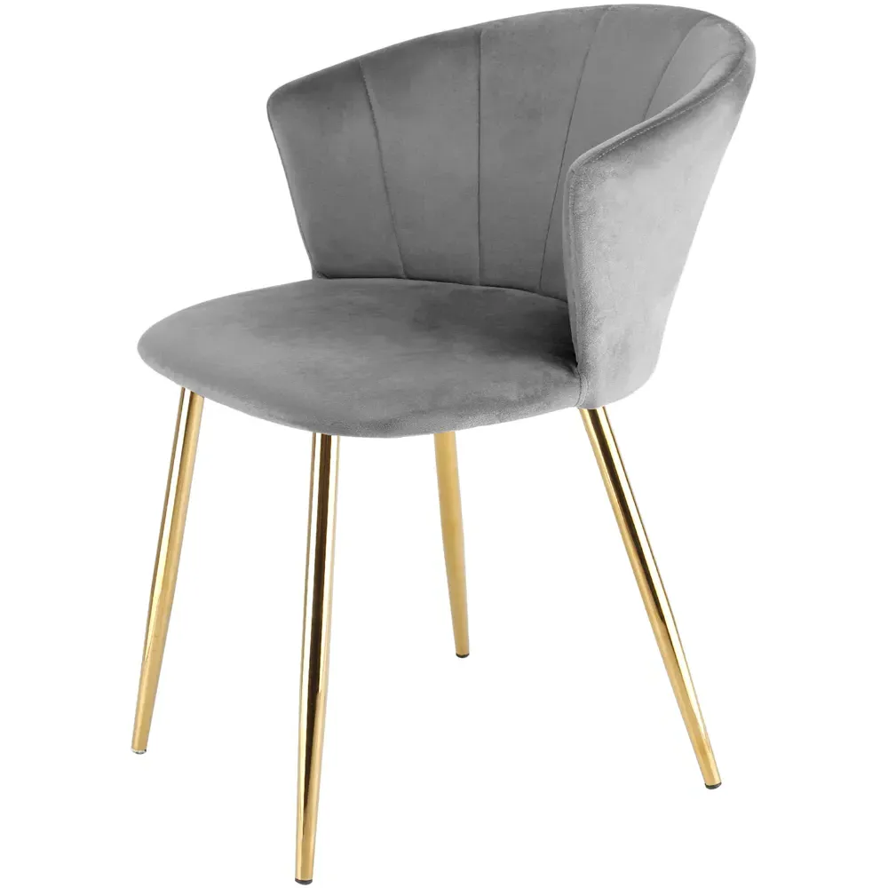 Ella Dining Chair - Grey, Velvet