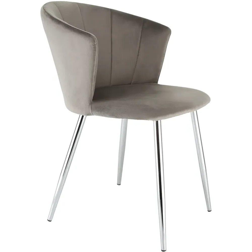 Ella Dining Chair - Grey, Velvet
