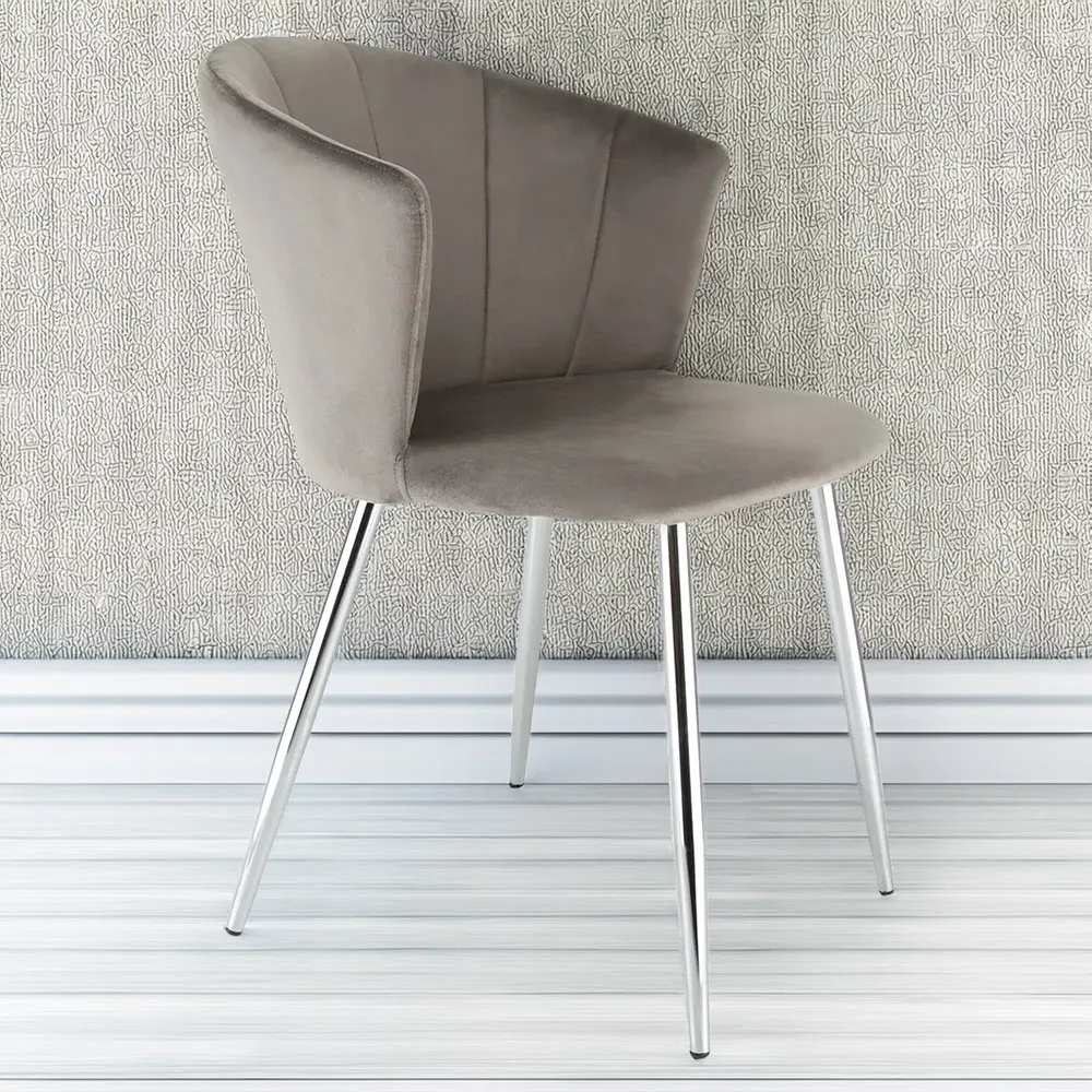 Ella Dining Chair - Grey, Velvet