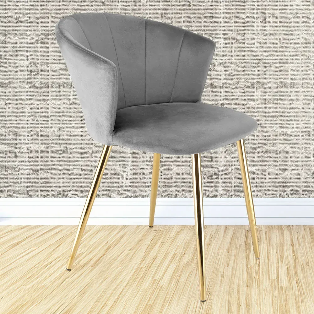 Ella Dining Chair - Grey, Velvet