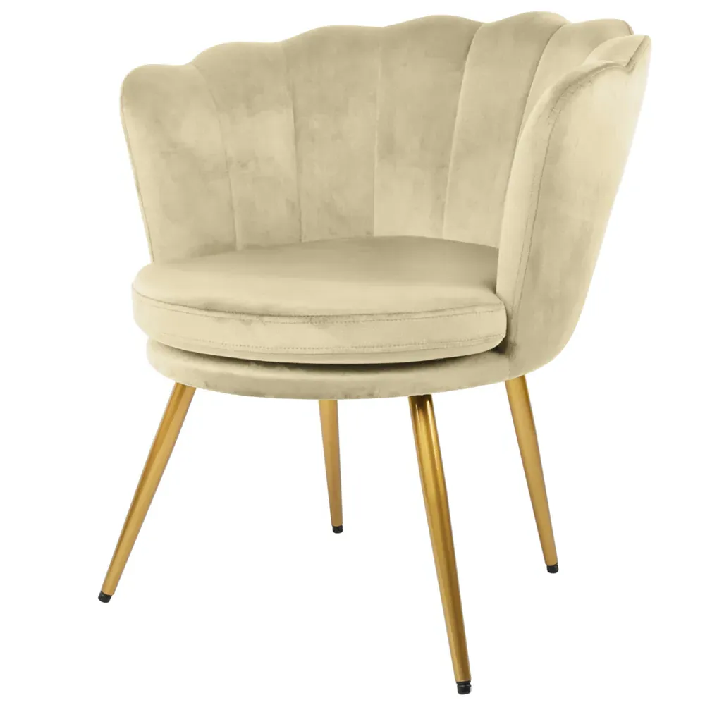 Flora Petal Back Accent Tub Chair - Champagne, Velvet