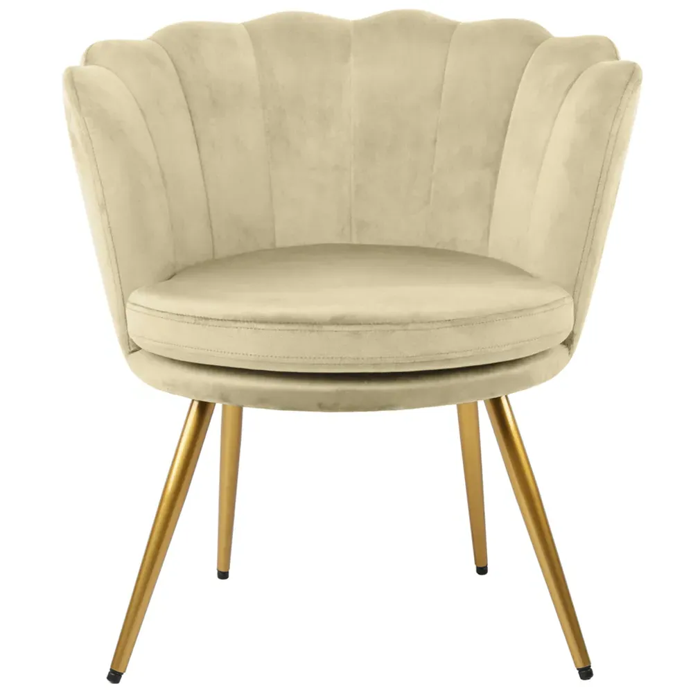 Flora Petal Back Accent Tub Chair - Champagne, Velvet