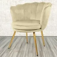 Flora Petal Back Accent Tub Chair - Champagne, Velvet