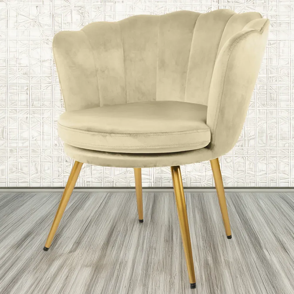 Flora Petal Back Accent Tub Chair - Champagne, Velvet
