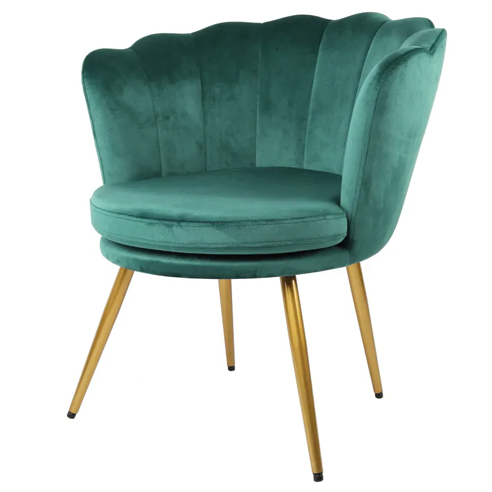 Flora Petal Back Accent Tub Chair - Green, Velvet