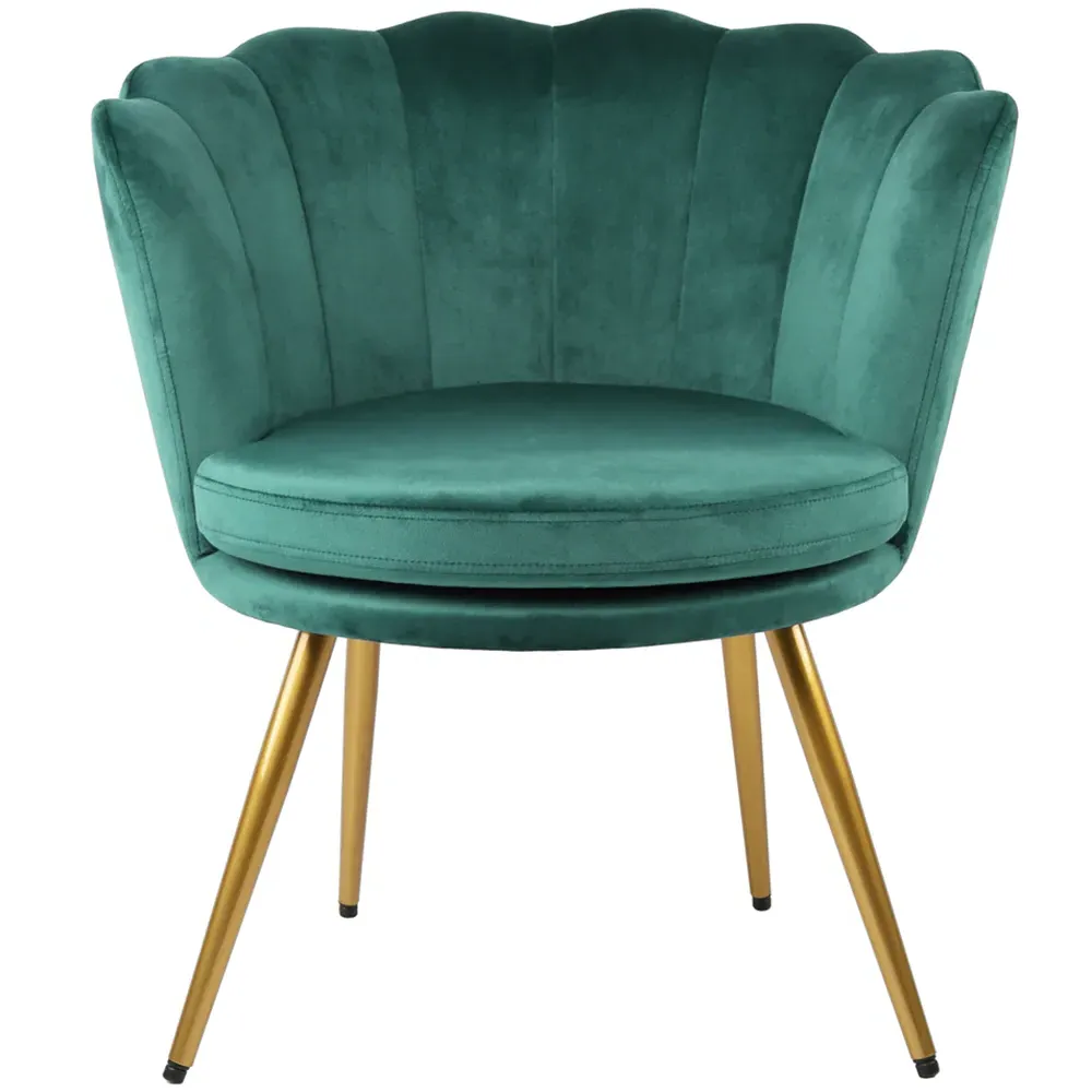 Flora Petal Back Accent Tub Chair - Green, Velvet