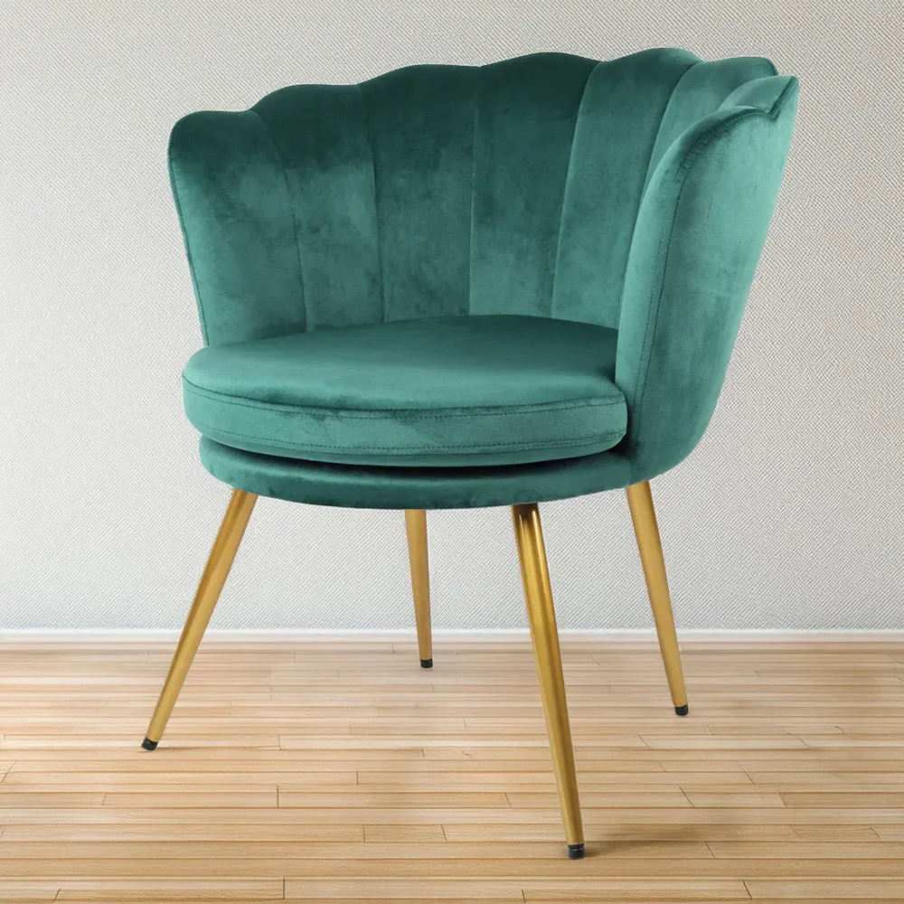 Flora Petal Back Accent Tub Chair - Green, Velvet