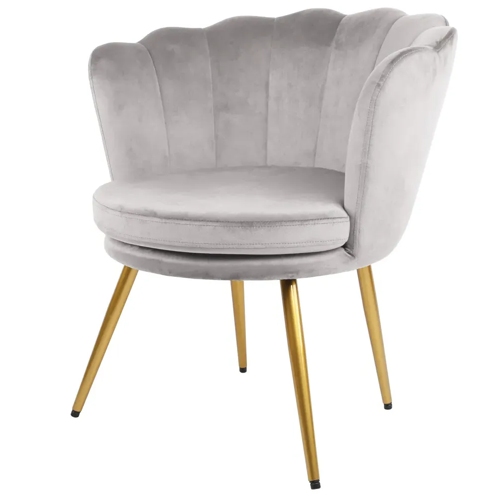 Flora Petal Back Accent Tub Chair - Grey, Velvet