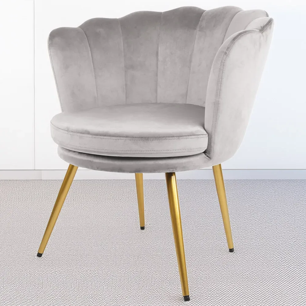 Flora Petal Back Accent Tub Chair - Grey, Velvet