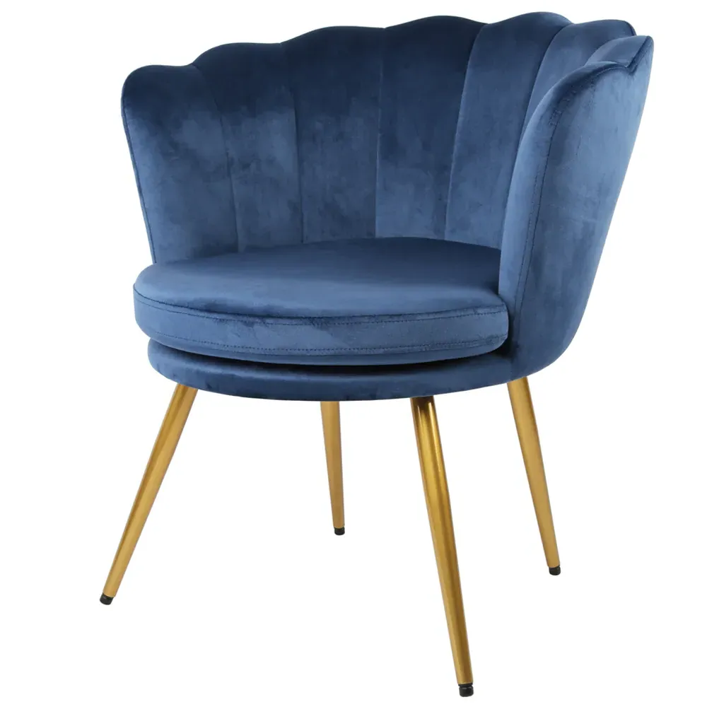 Flora Petal Back Accent Tub Chair - Navy, Velvet