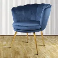 Flora Petal Back Accent Tub Chair - Navy, Velvet