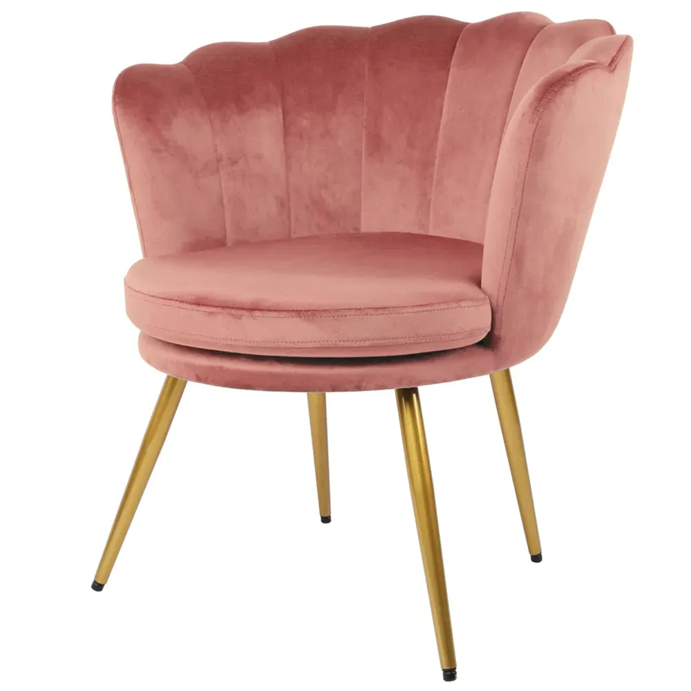 Flora Petal Back Accent Tub Chair - Pink, Velvet